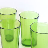 Set of 4 vintage green Duralex water glasses