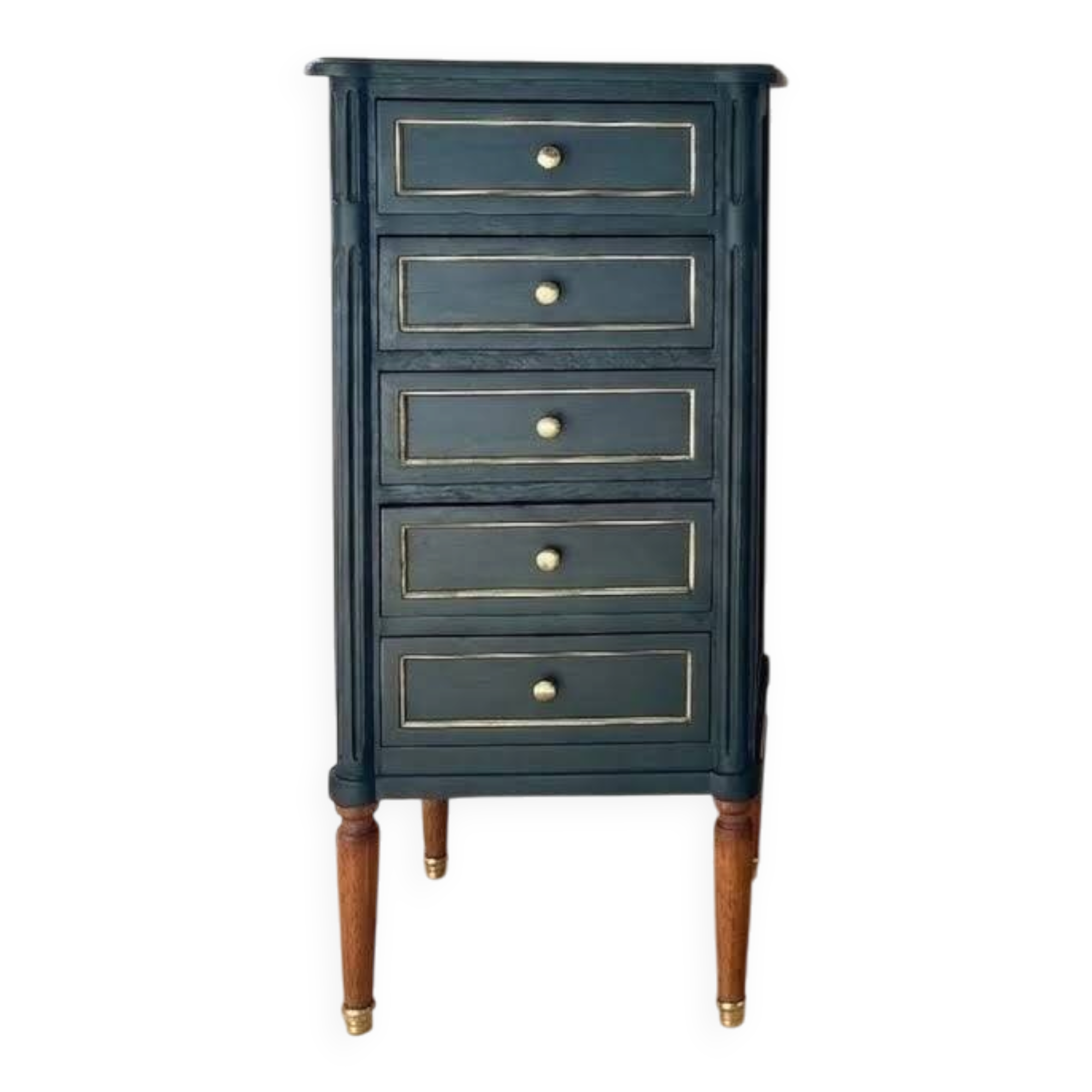 Cypress green chest of drawers & brass