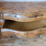 Chest of drawers and 2 20th century Italian rococo style bedside tables in rosewood