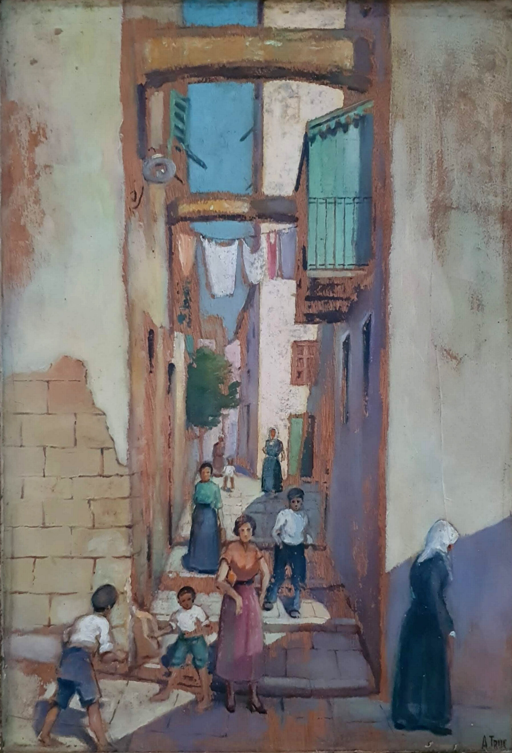 Painting on wood 50X38 cm gilded frame