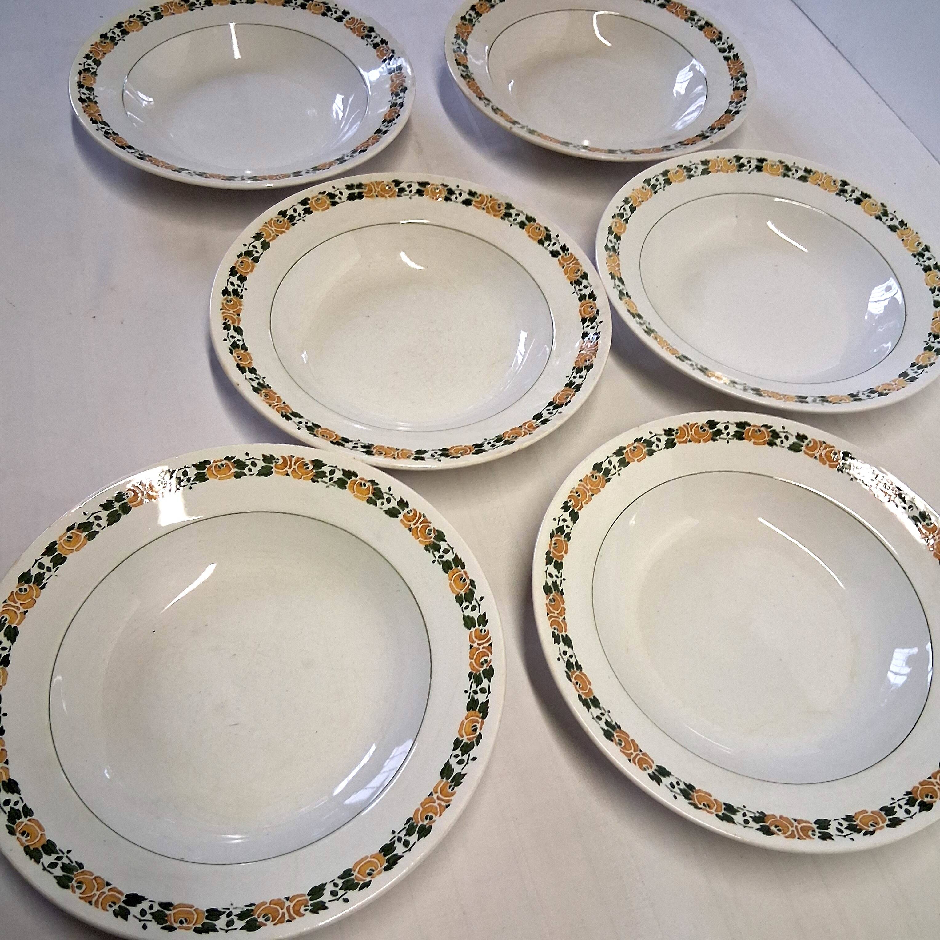 6 antique Villeroy & Boch soup plates in good condition