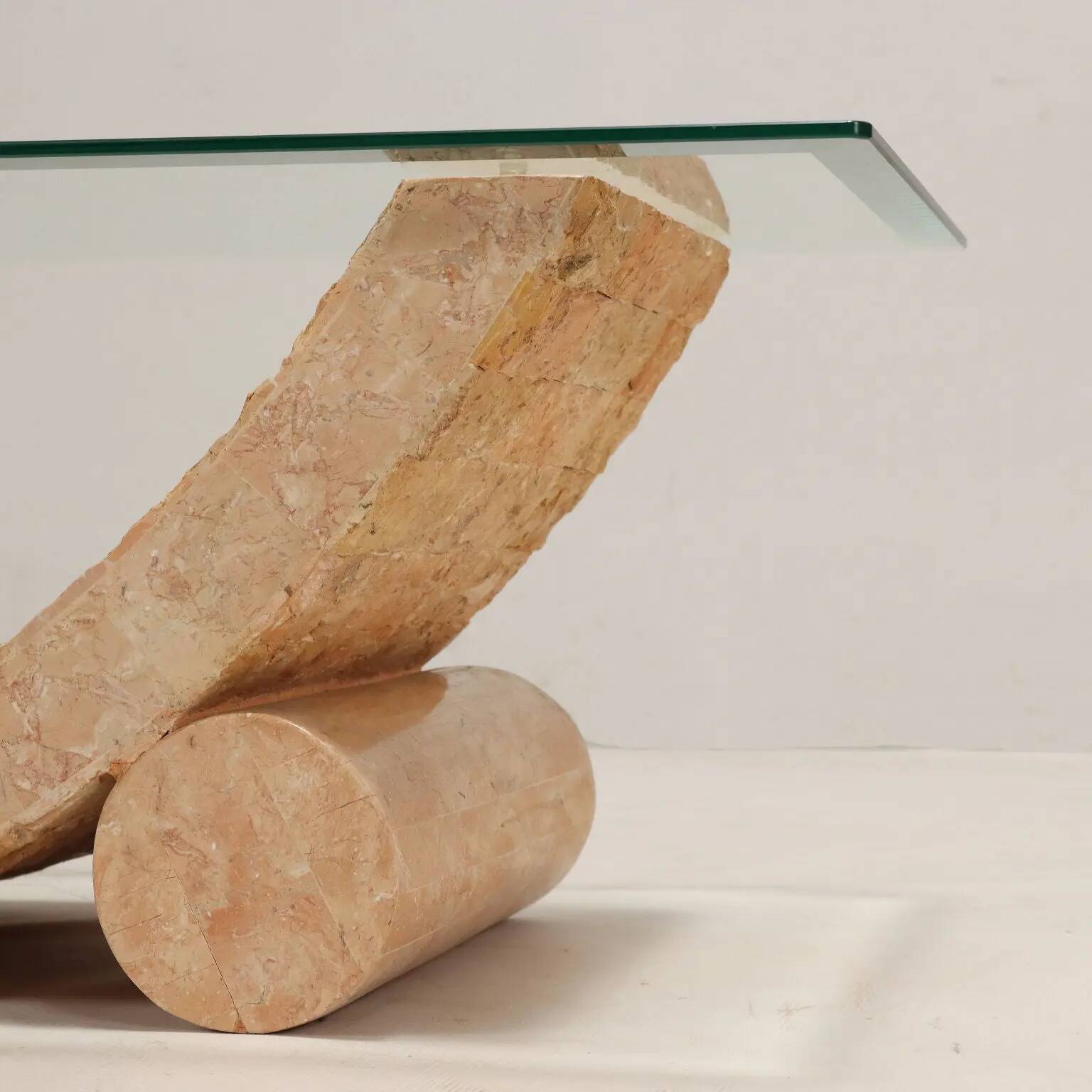 Vintage coffee table in glass and stone, Italy, 1980s.