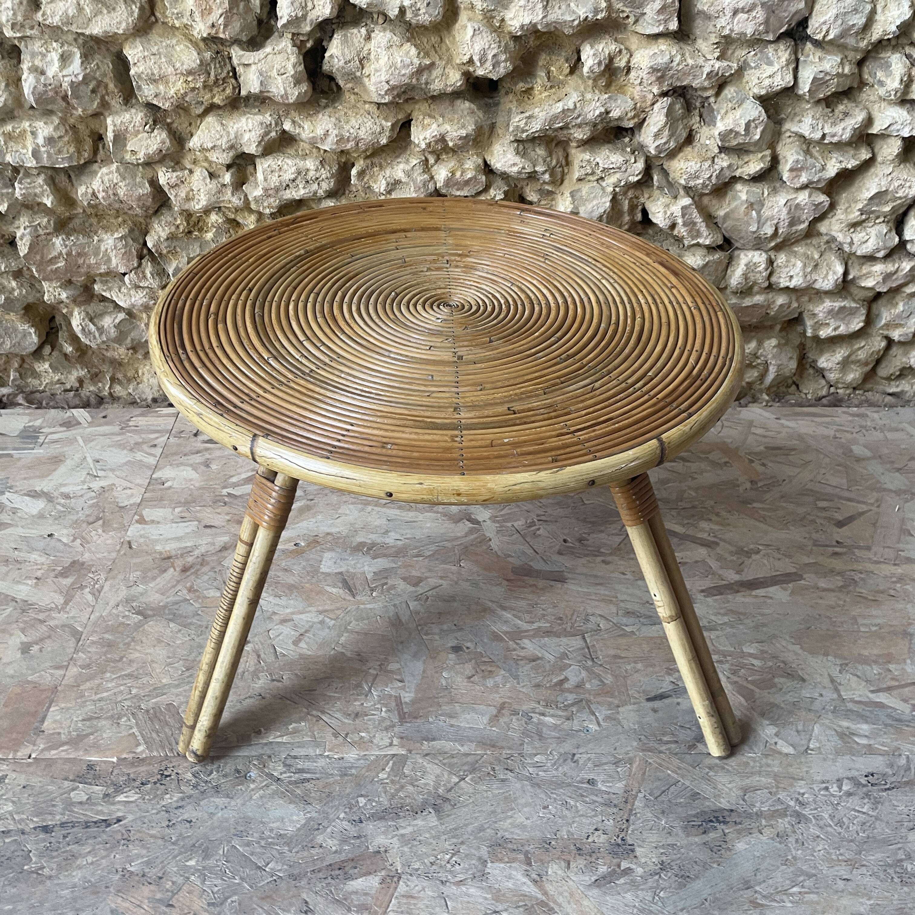 Rattan coffee table - 1950s