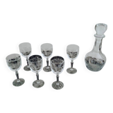 Set of 6 crystal glasses and a carafe