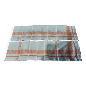 Set of twelve apricot damask cotton napkins days 25 x 26 cm