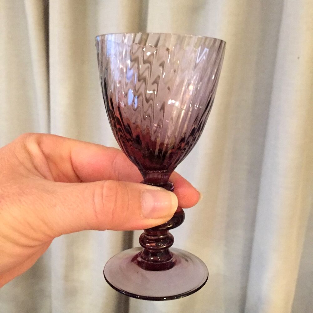 SUITE OF 12 GLASSES OF PORT OR WINE COOKED PURPLE CRYSTAL HARTZWILLER