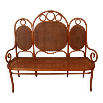 Thonet style curved wooden bench