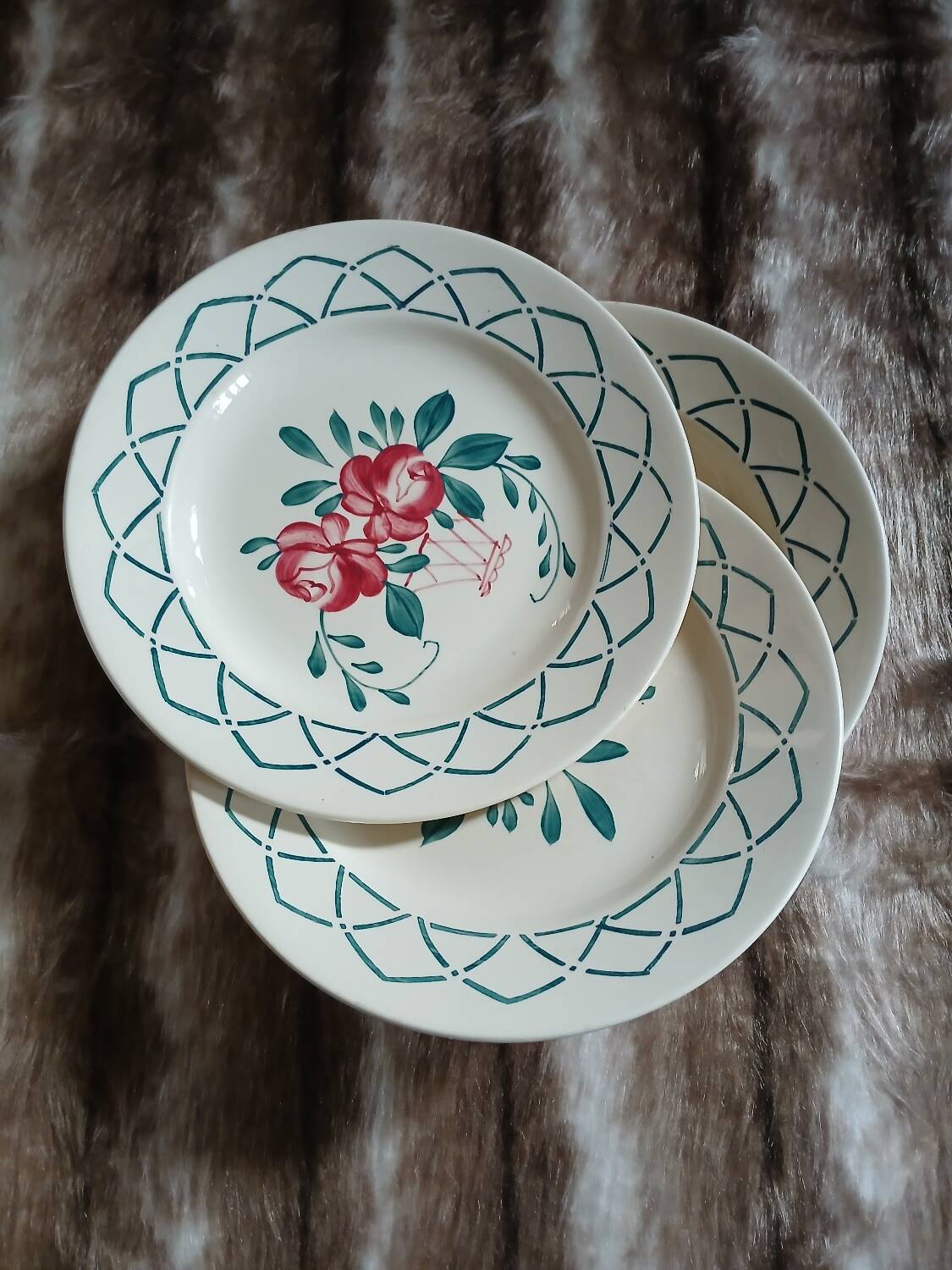 4 antique flat plates from Sarreguemines