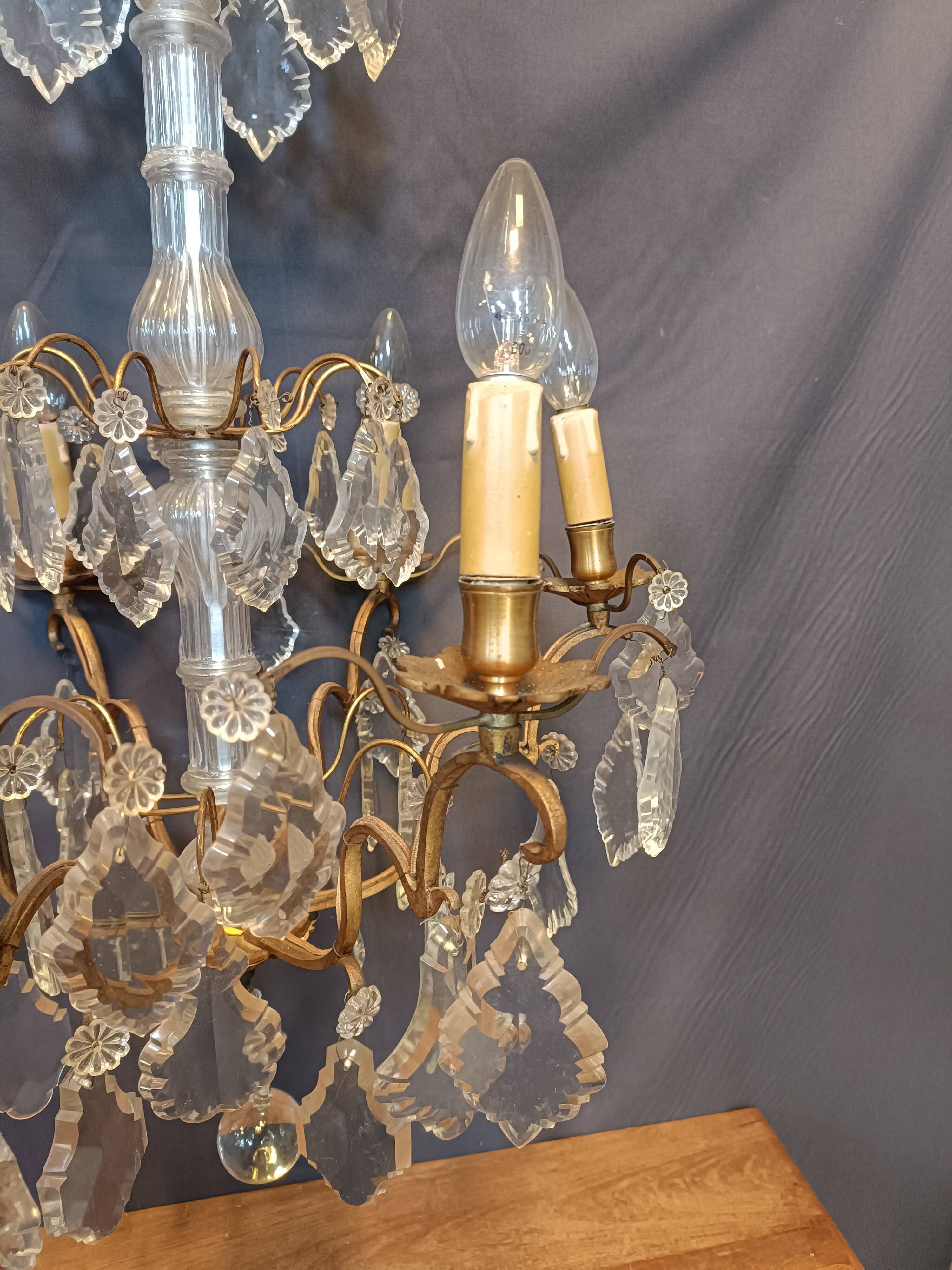 Crystal grapefruit chandelier, glass barrel