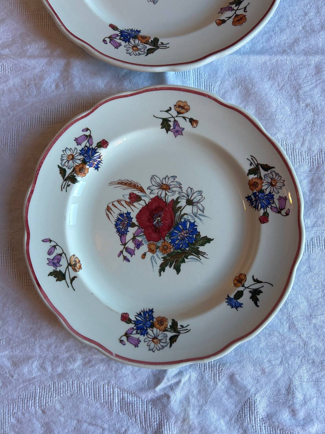 Set of 6 vintage Saint-Clément plates – Floral decoration – Very good condition