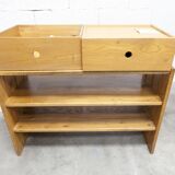 Low cabinet from Maison Regain, solid elm, circa 1960, with drawer
