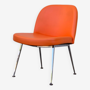 Vintage orange skaï and chrome 1970 chair