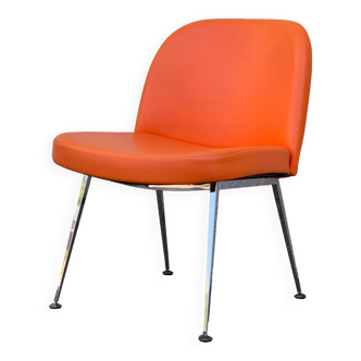 Vintage orange skaï and chrome 1970 chair