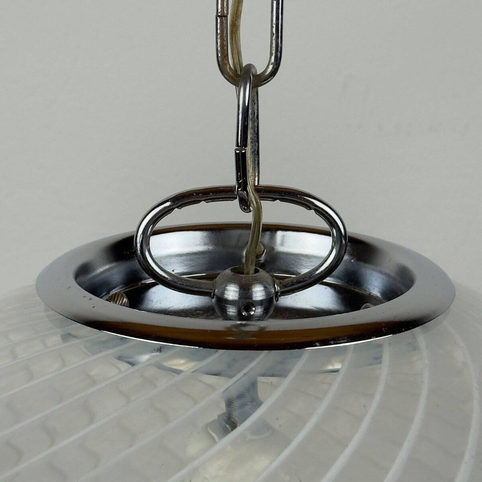 Vintage Swirl Murano pendant lamp, Italy, 1970s