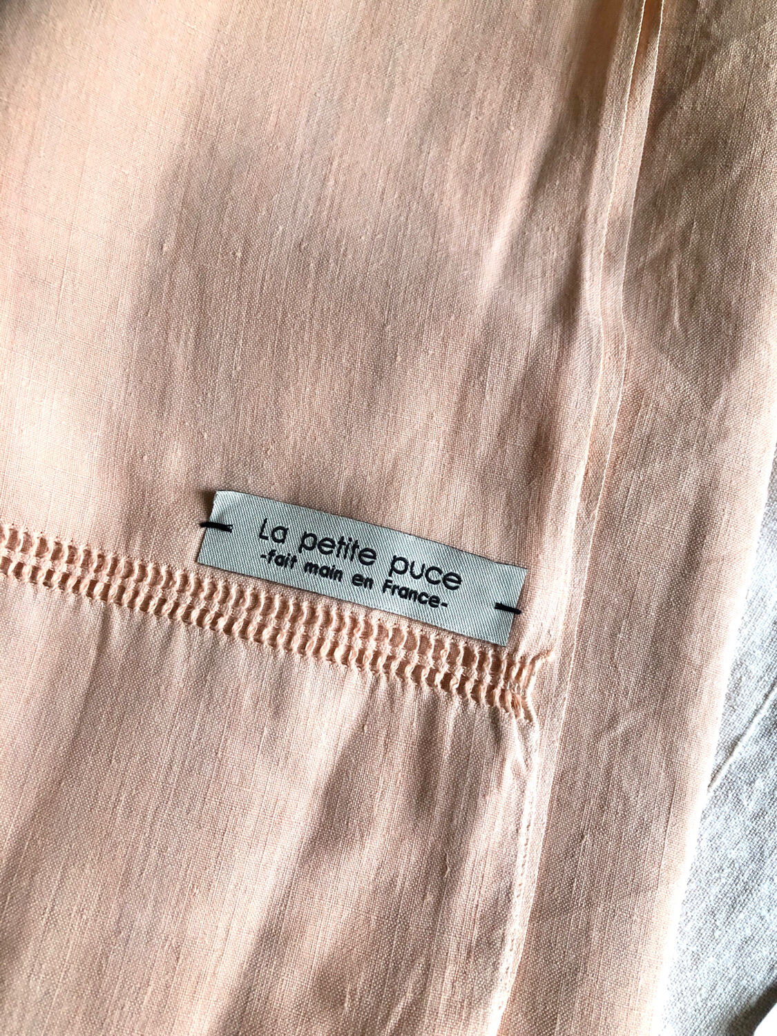 Antique sheet in pure washed linen tinted in morning pink