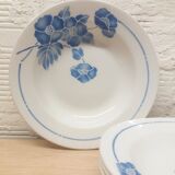 Set 4 hollow plates blue flowers