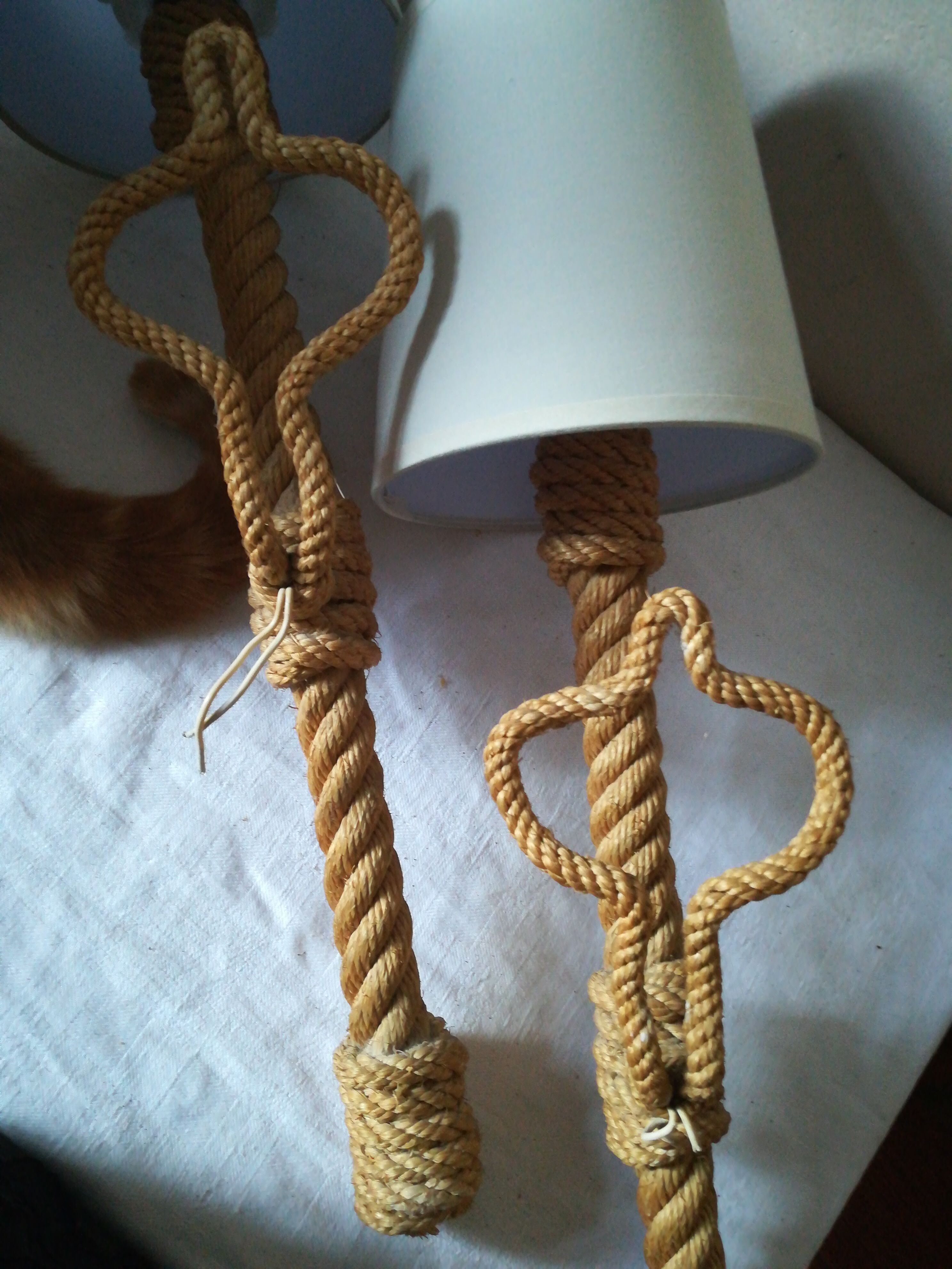 Pair of rope wall sconces