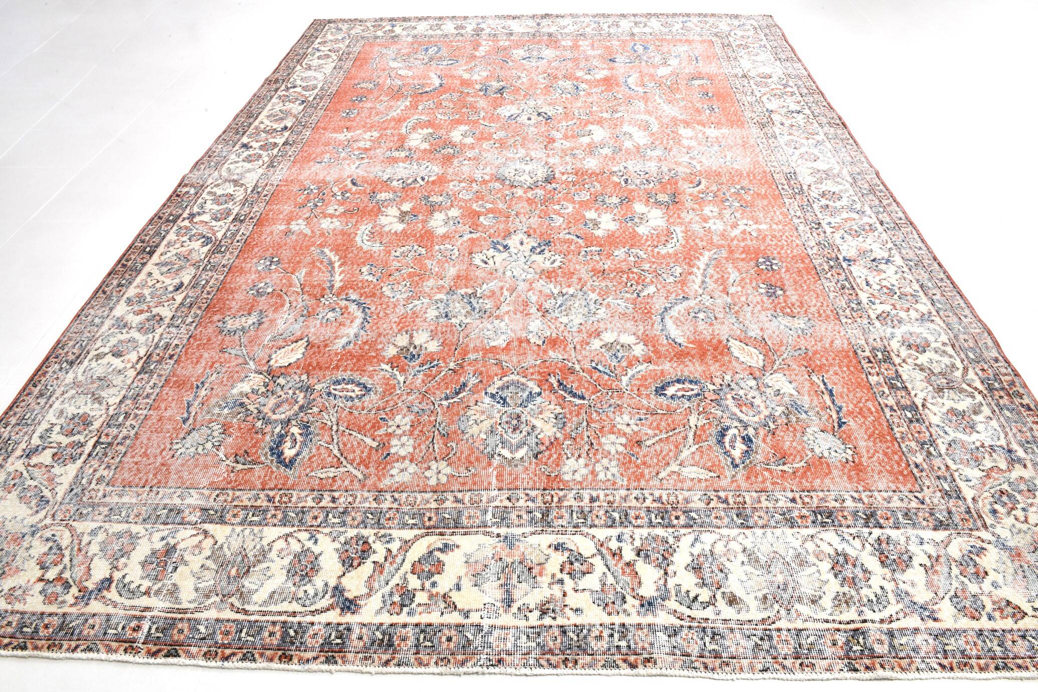 All-Over Floral Classic Red & Blue Turkish Rug, 260x366Cm