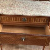Louis XVI style chest of drawers, spinning top legs - transition style marquetry
