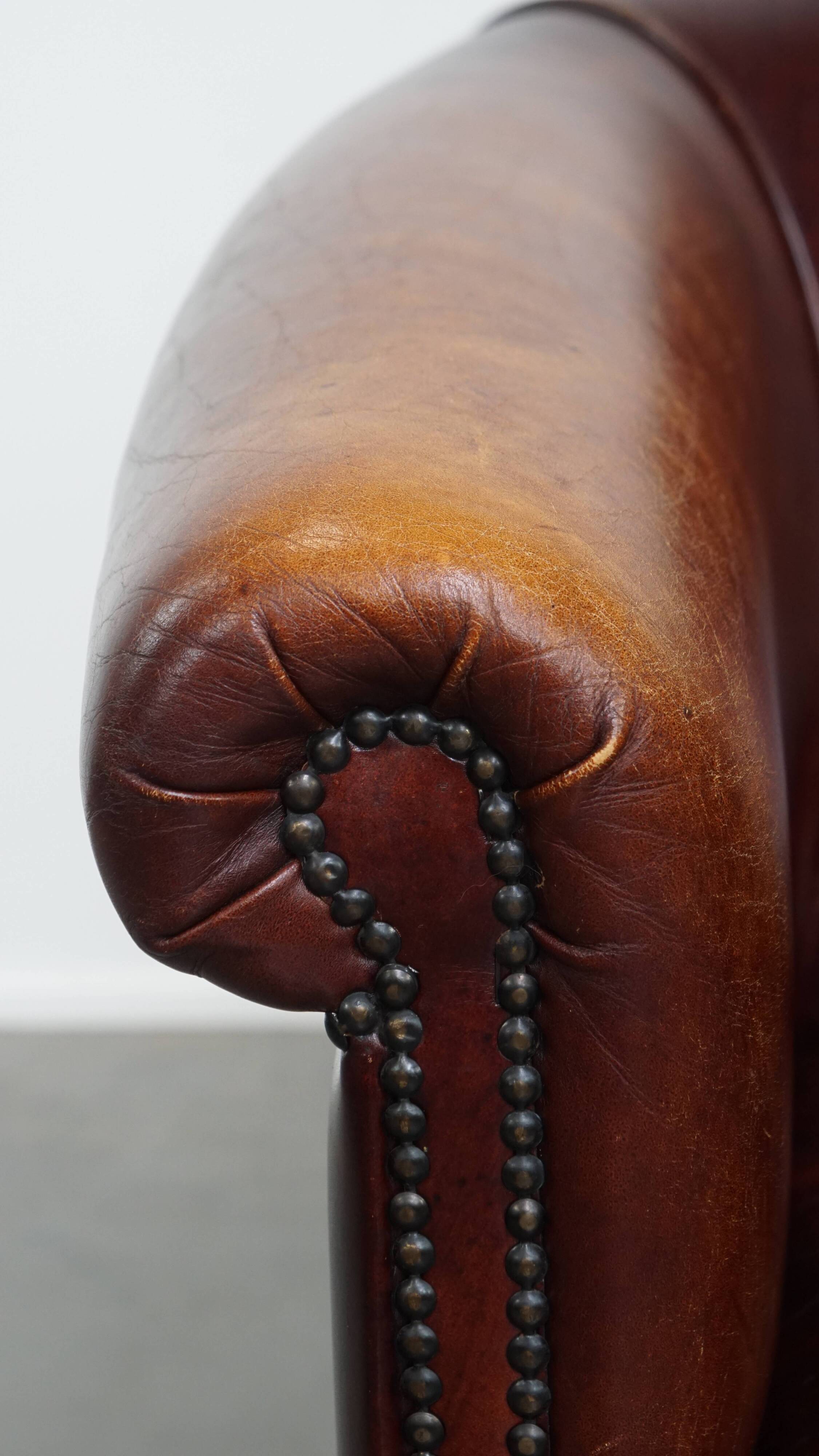 Cowhide Leather Club Chair in English Style
