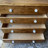 Solid natural pine chest of drawers with 5 drawers