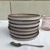 7 plates dessert handmade pink brown sandstone