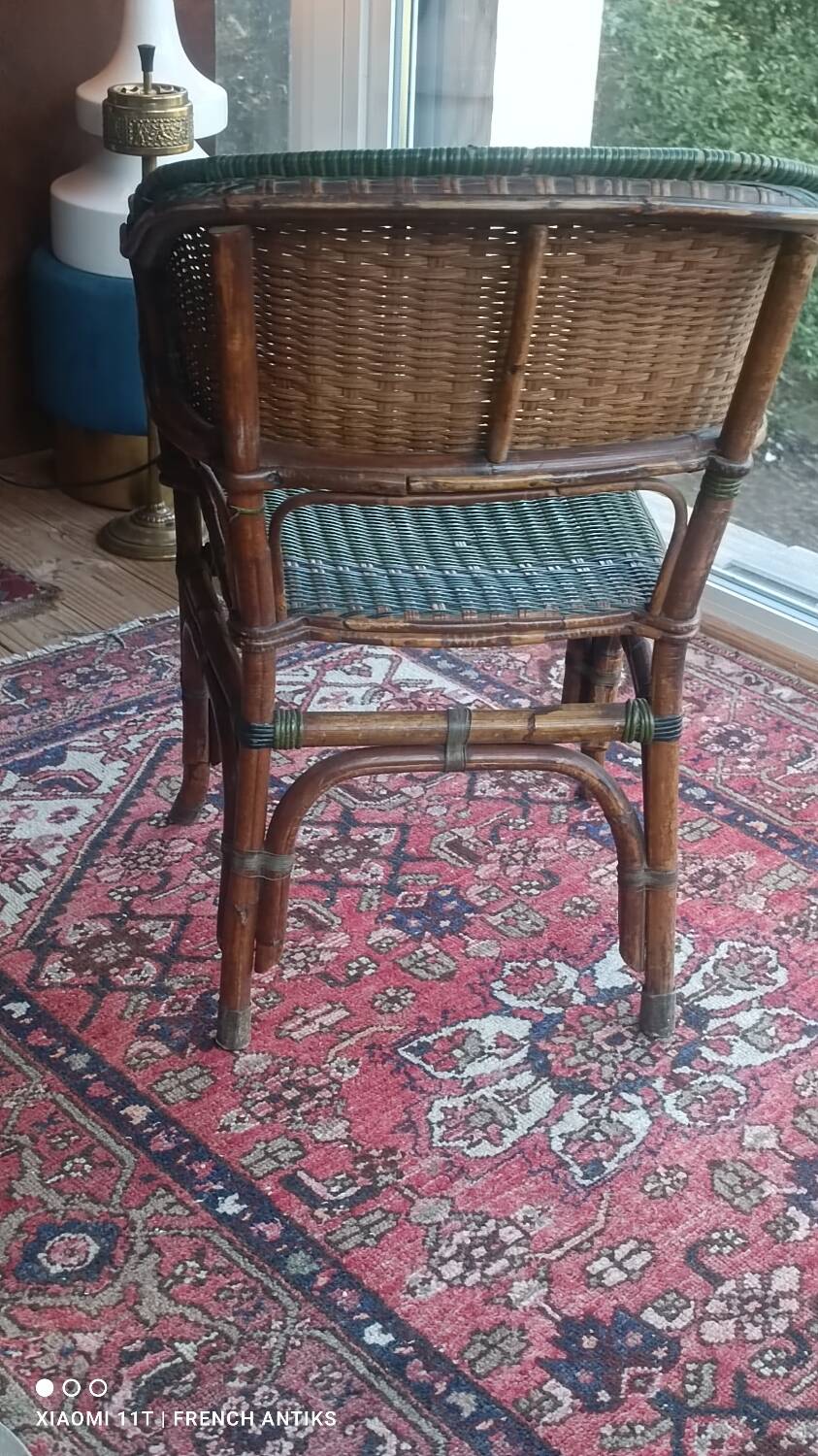 Vintage wicker and rattan bridge chair