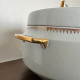 Large white tureen with gold edges art deco style