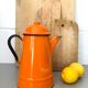 Orange enamelled coffee maker