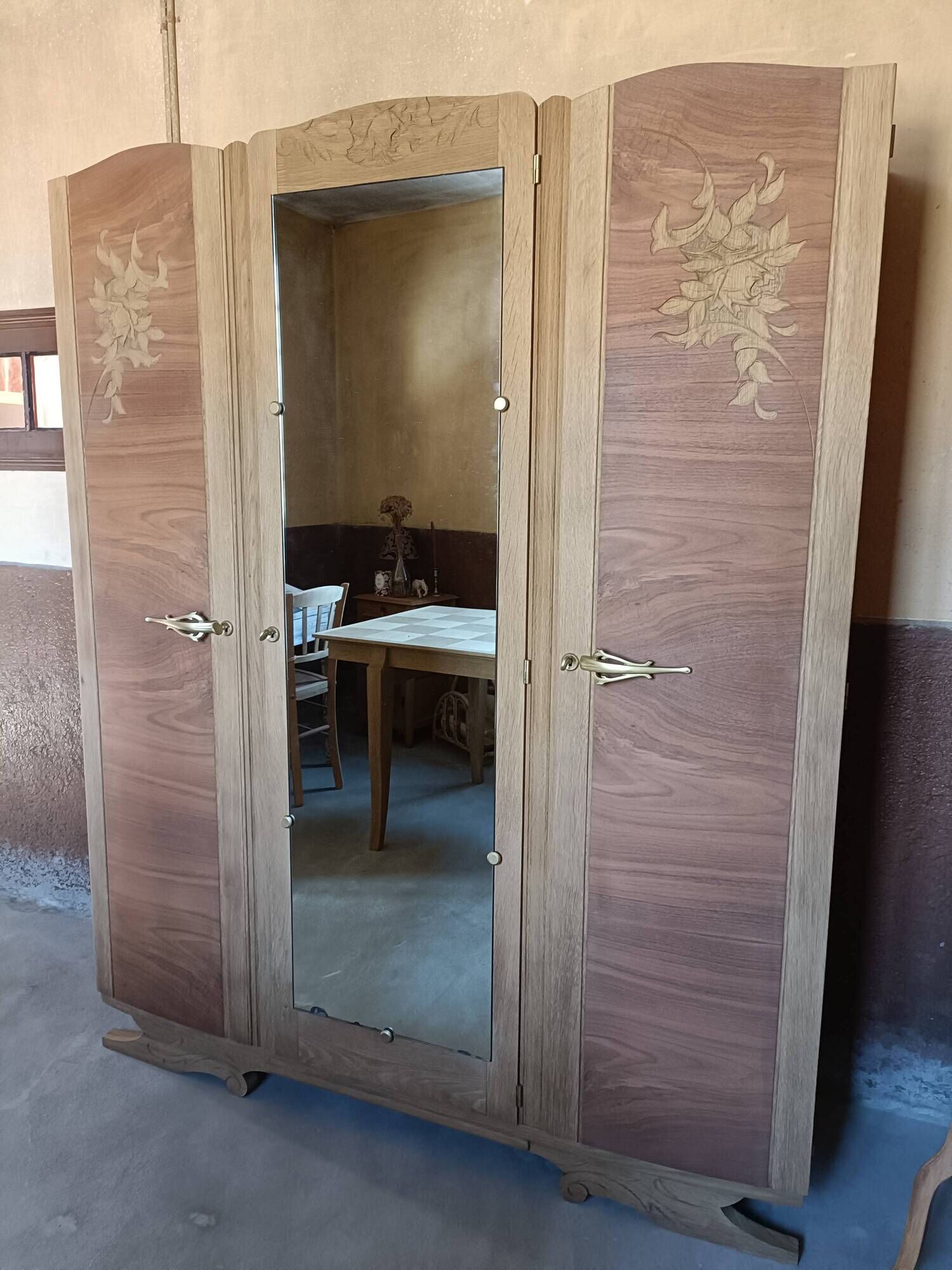 Renovated Art Deco oak wardrobe