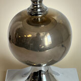 Lampe de table style Philippe Barbier – Abat-jour refait Acier et Lin