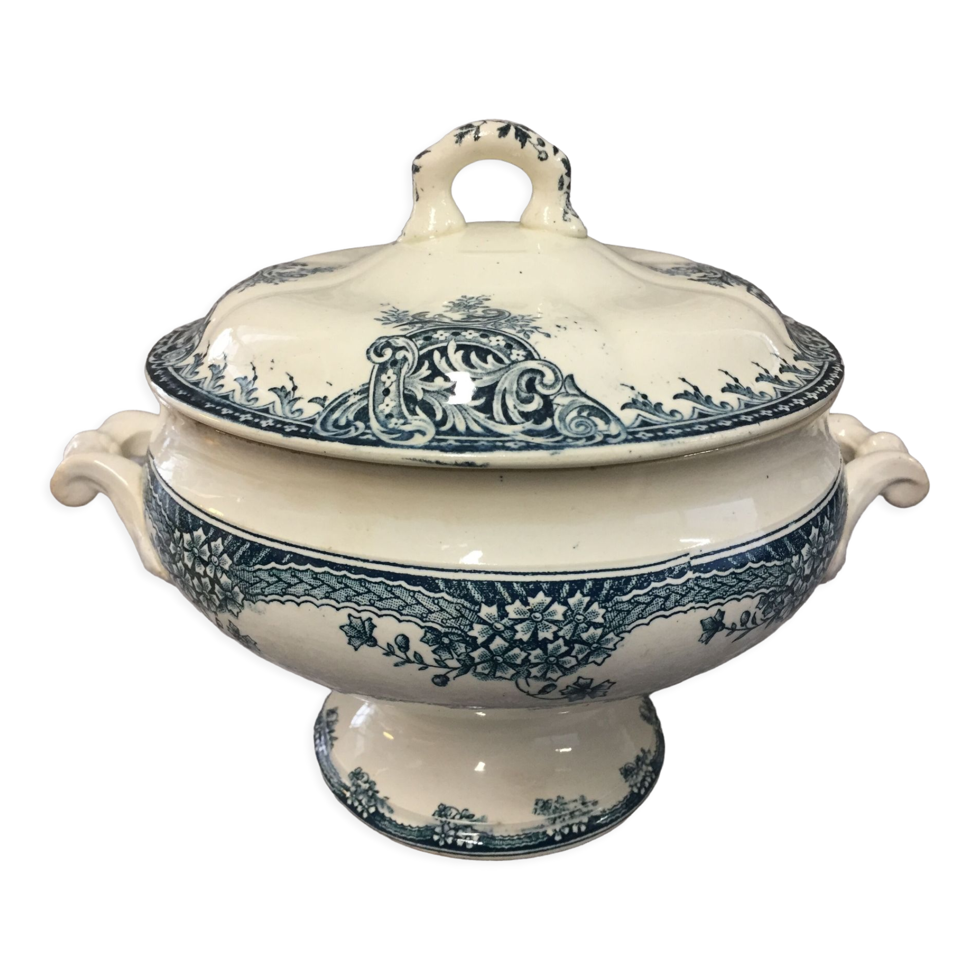 Soupière antique en faïence époque XIXème siècle