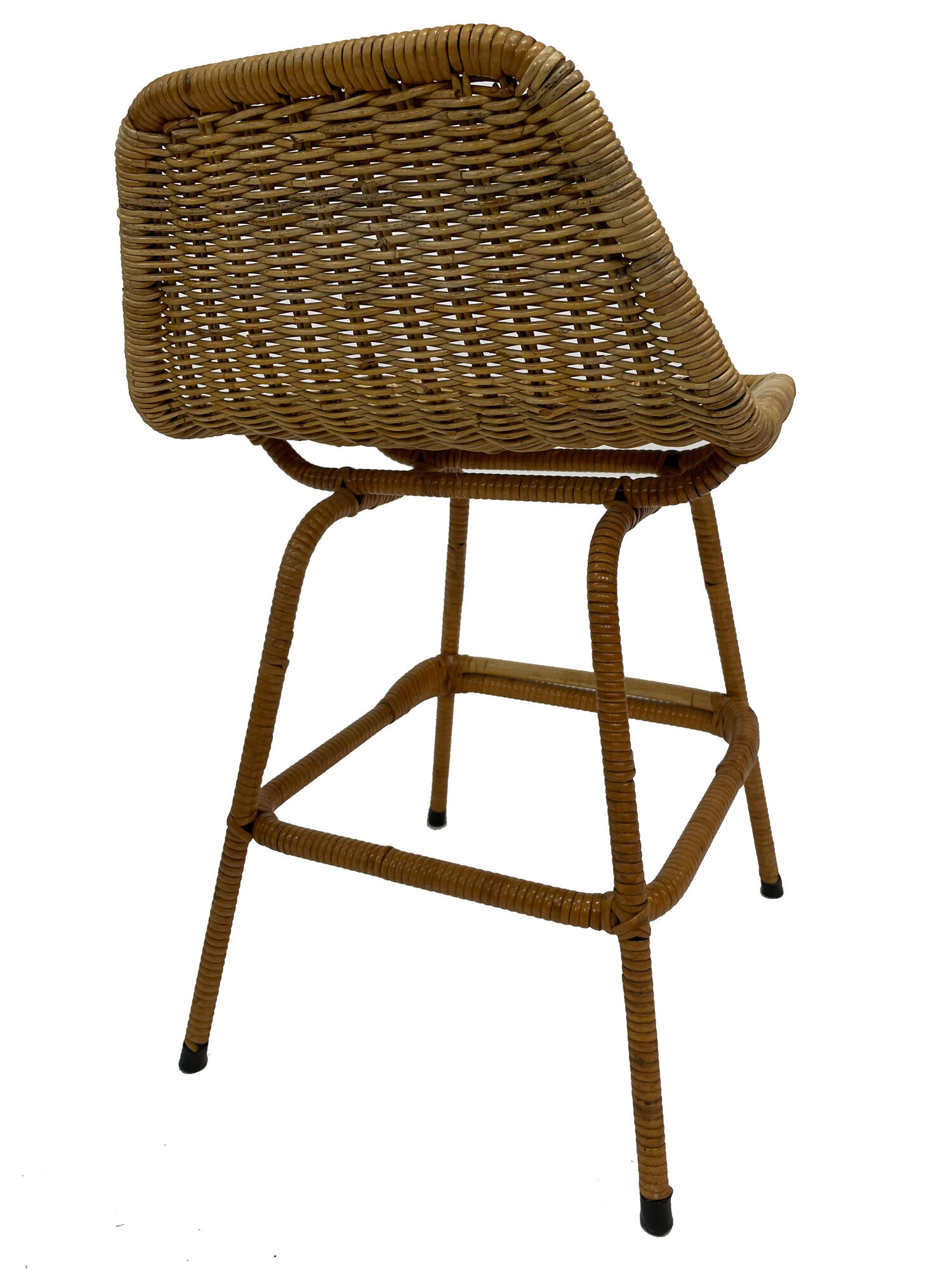 Suite of six vintage bar stools in rattan design Rohe 1960