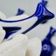 Set of 6 vintage blue porcelain whale knife rests.