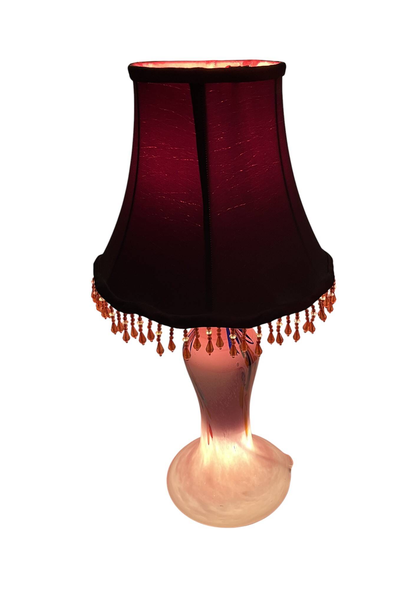 Lampe à poser pied verre Clichy abat-jour XXème