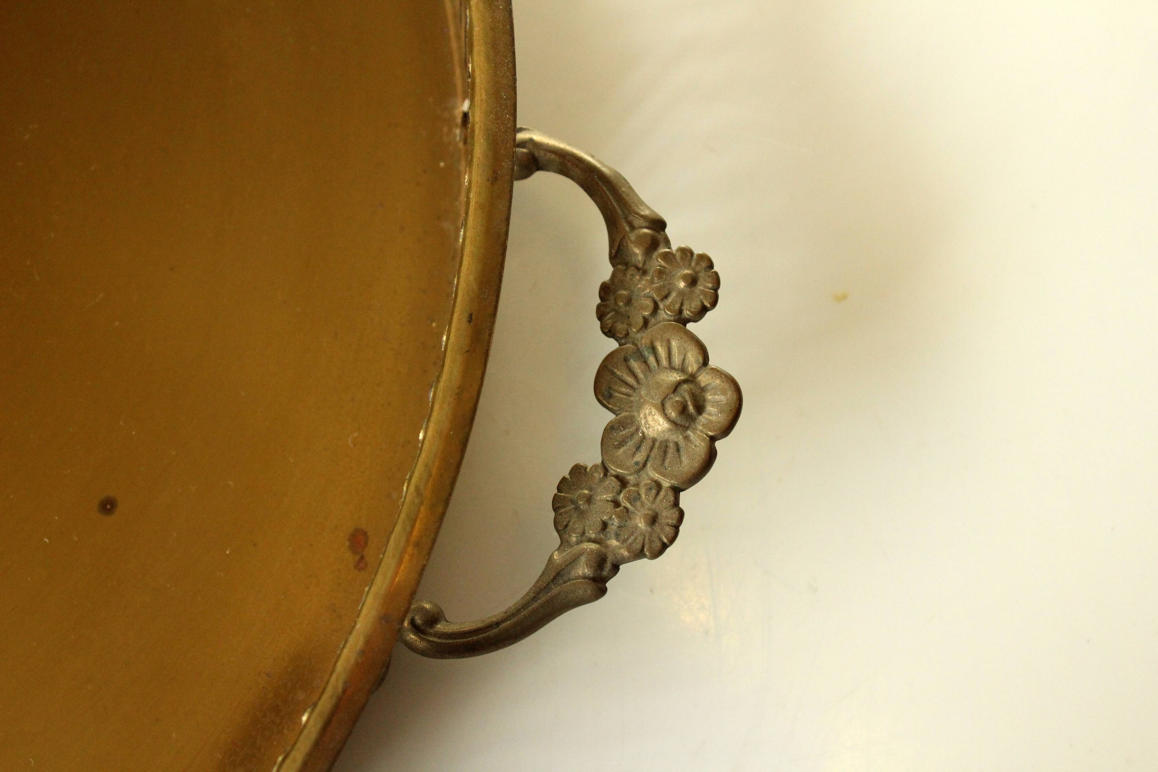 Solid brass tray with handles