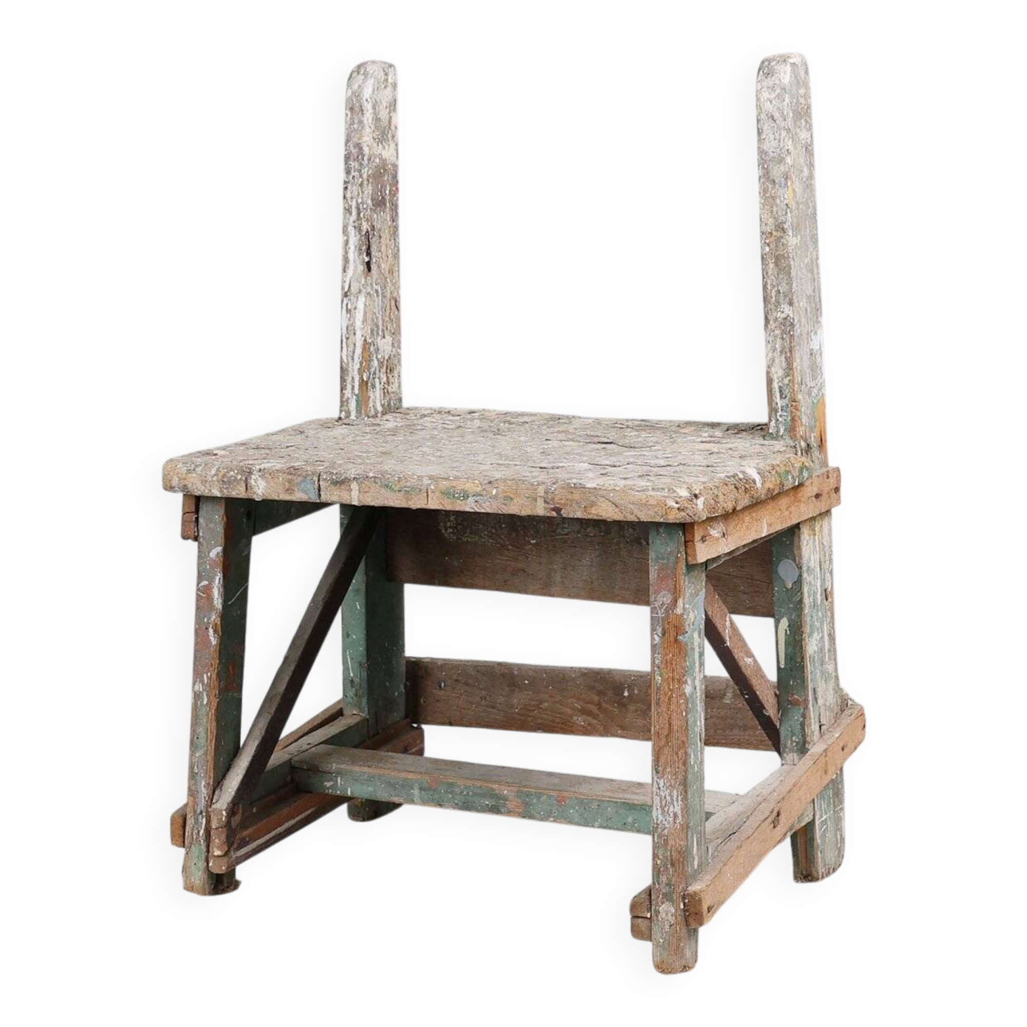 Industrial Rustic Stool with Patina, France, 1900s