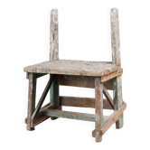 Tabouret industriel rustique avec patine, France, années 1900