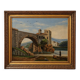 H. Nicolini  – Paysage animé au pont de pierre, XIXe siècle