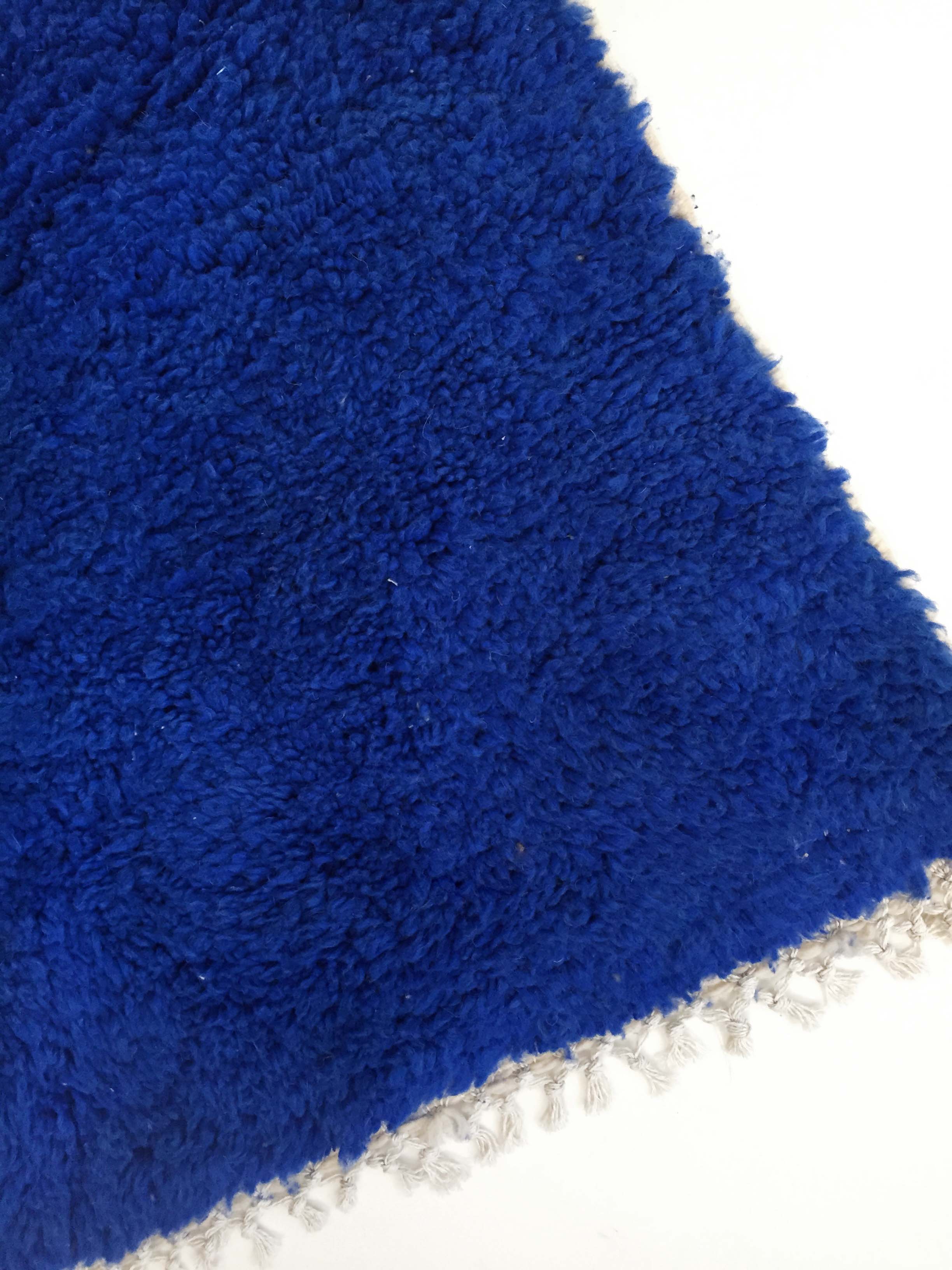 Moroccan Berber carpet beni ouarain uni blue majorelle 242x148cm