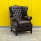 Vintage leather chesterfield wingback armchair (price is for one)