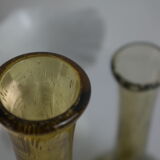 Pair of vintage biot bubbled blown glass soliflores