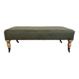 Khaki and oak sofa on casters, 1950s design.