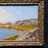 Post-Impressionist painting by Louis VALLET, oil on cardboard, Norman seascape.