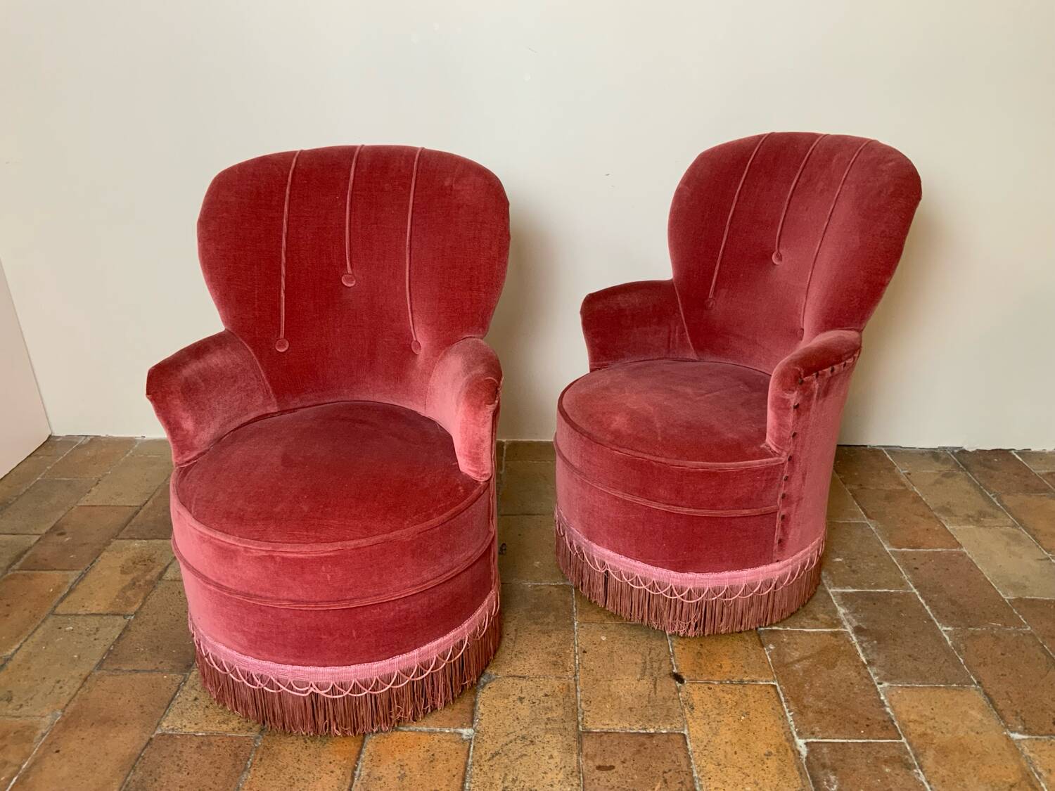 Pair of toadstool armchairs