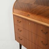 Secrétaire en teck scandinave avec tambour coulissant