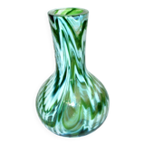 Murano? Modernist green filigree blown glass vase 1960