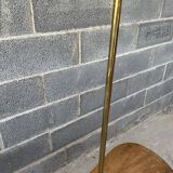Floor lamp, 60s, gilded brass and walnut, Scandinavian style with table/end of sofa