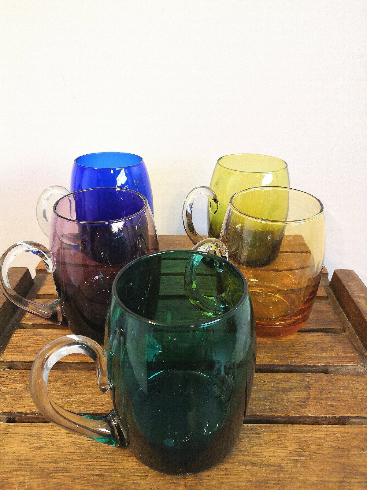 Series of 5 glasses, glass mugs from Murano Italy design 60s - 70s