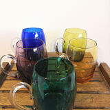 Series of 5 glasses, glass mugs from Murano Italy design 60s - 70s